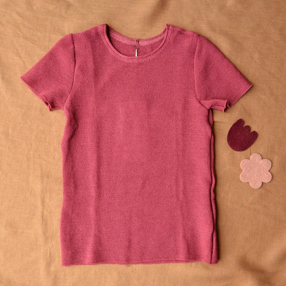 Light Merino Summer Knit T-Shirt - Dry Rose (7-8y) *PRE-LOVED/NEW