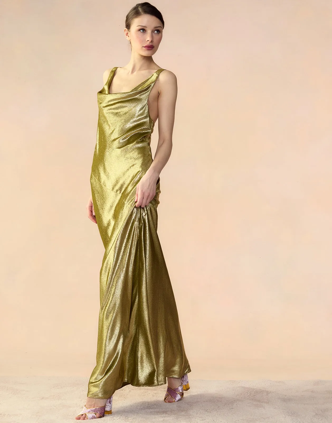 Liquid Gold Lamé Dress