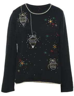 Lurex Thread Pattern Christmas Jumper - M