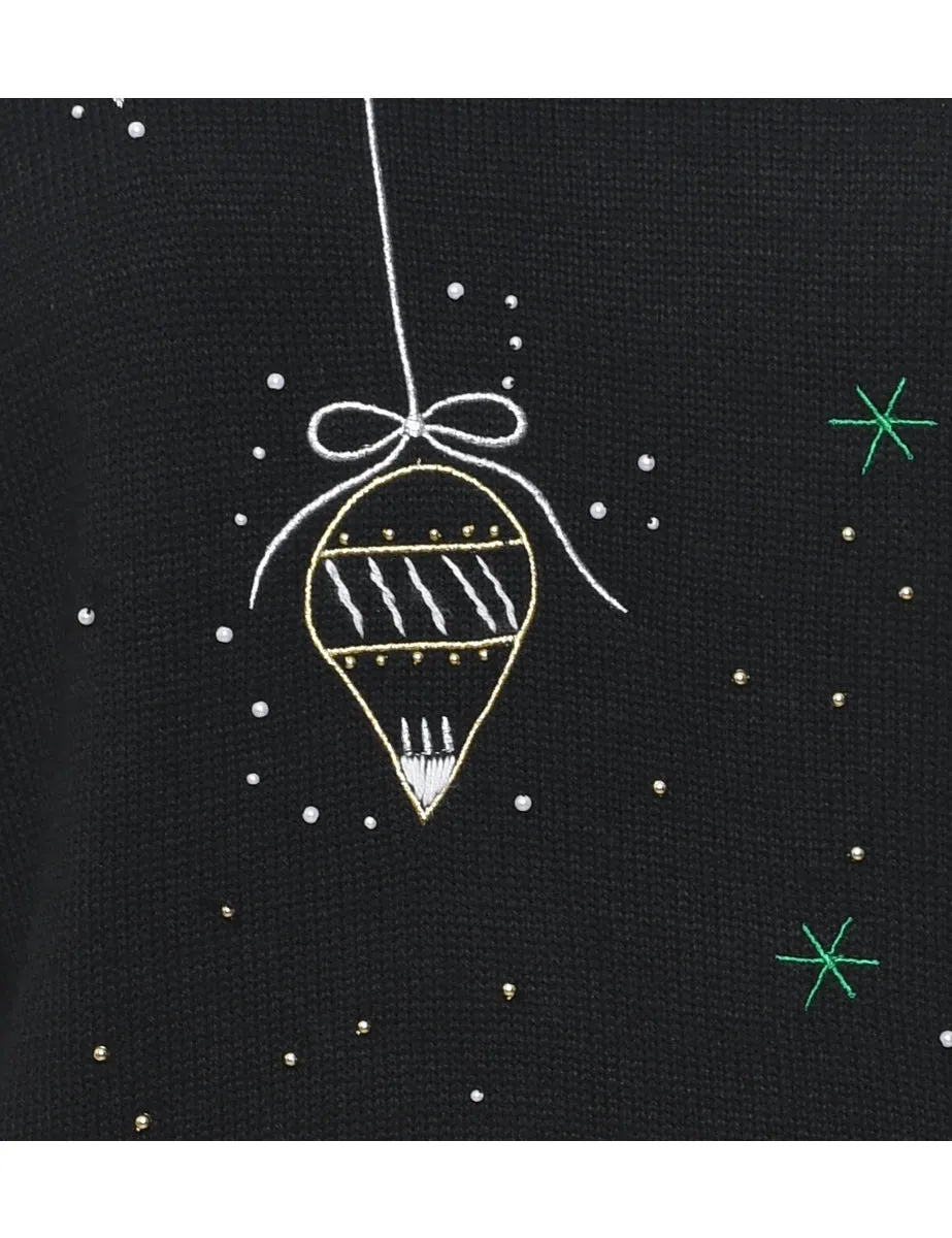 Lurex Thread Pattern Christmas Jumper - M