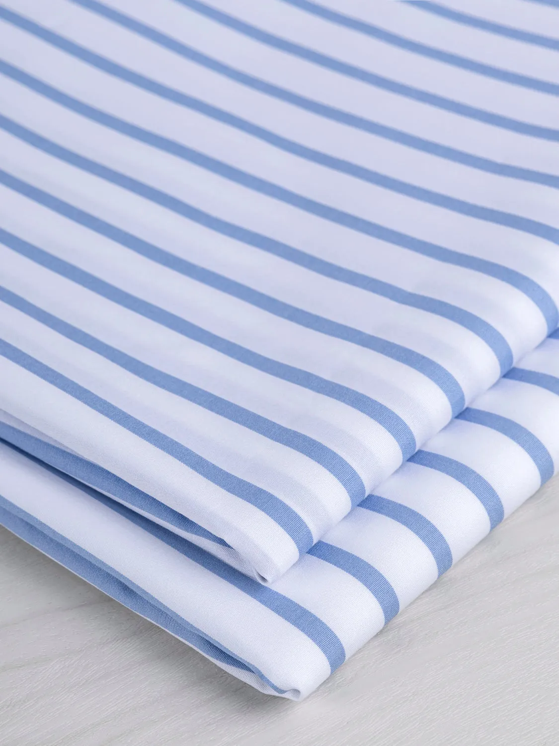 Luxe Striped Cotton Poplin Shirting - Cornflower Blue   White - Swatch