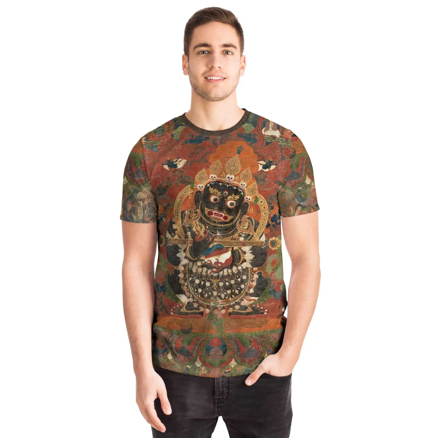 Mahakala | Enlightened Buddhist  Protector | Tibetan Thangka Antique Graphic Tee T-Shirt