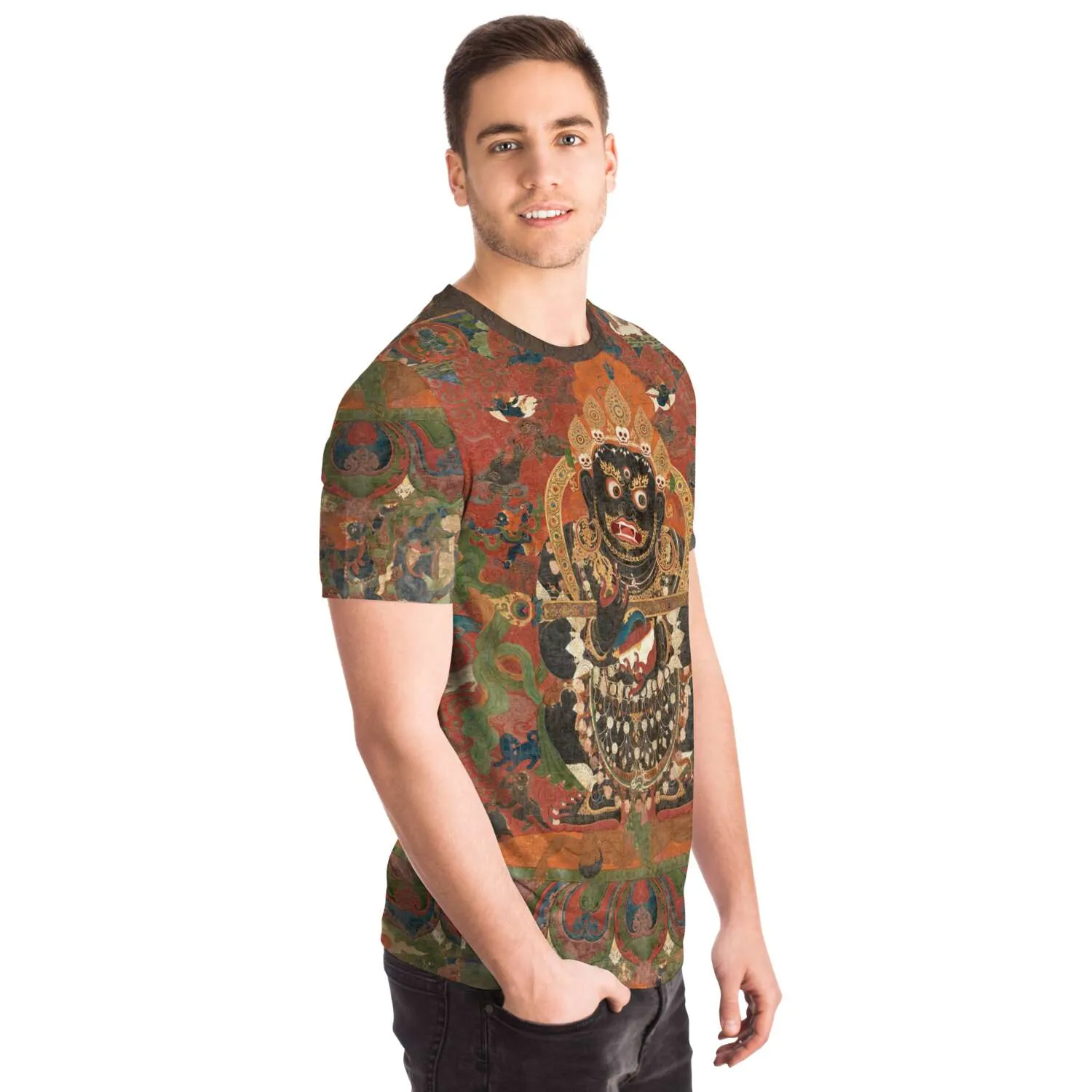 Mahakala | Enlightened Buddhist  Protector | Tibetan Thangka Antique Graphic Tee T-Shirt