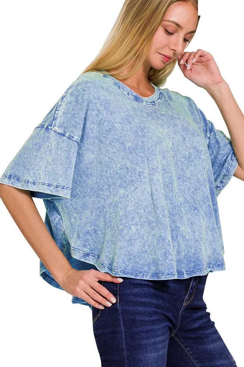 Malibu Crinkle Washed Cotton Ocean Color Tee