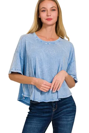 Malibu Crinkle Washed Cotton Ocean Color Tee