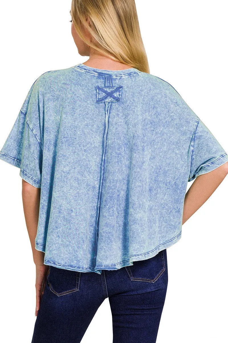 Malibu Crinkle Washed Cotton Ocean Color Tee