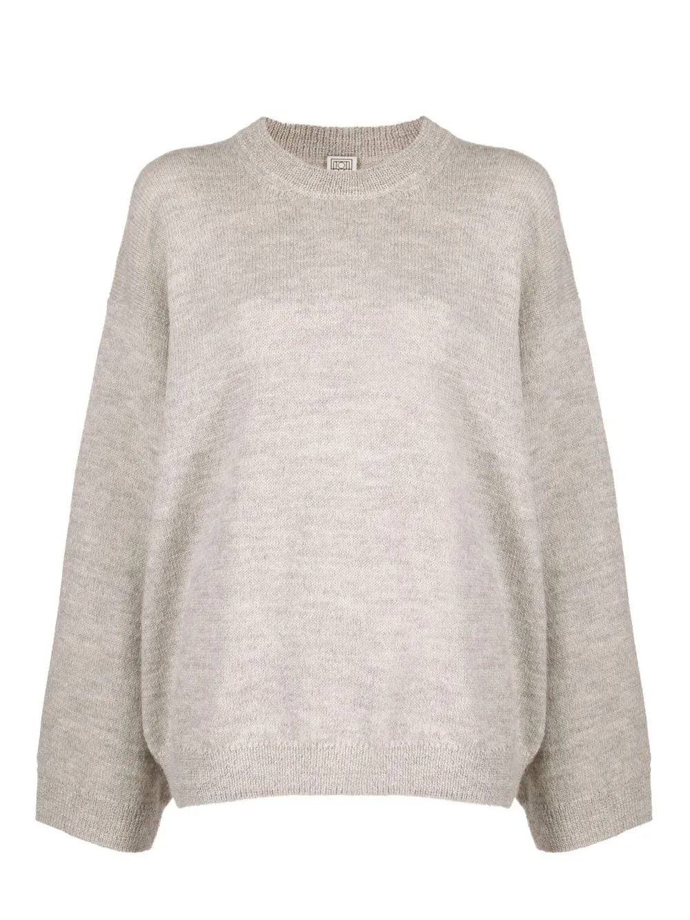 Melange-effect crew neck jumper