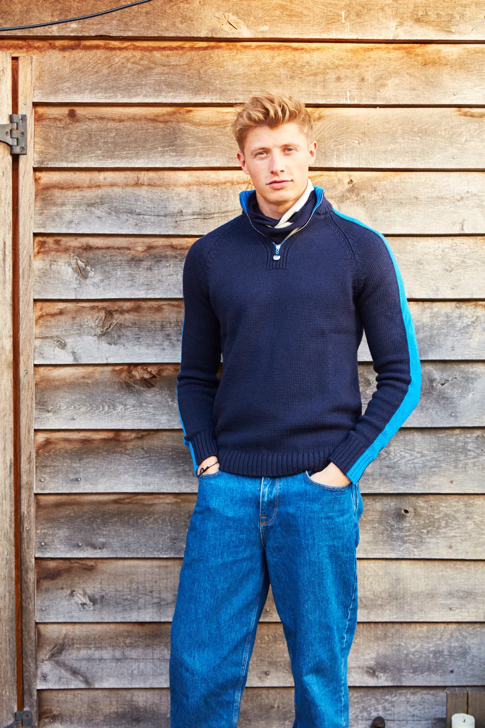 Mens Birdie Apres Jumper in navy & marine blue