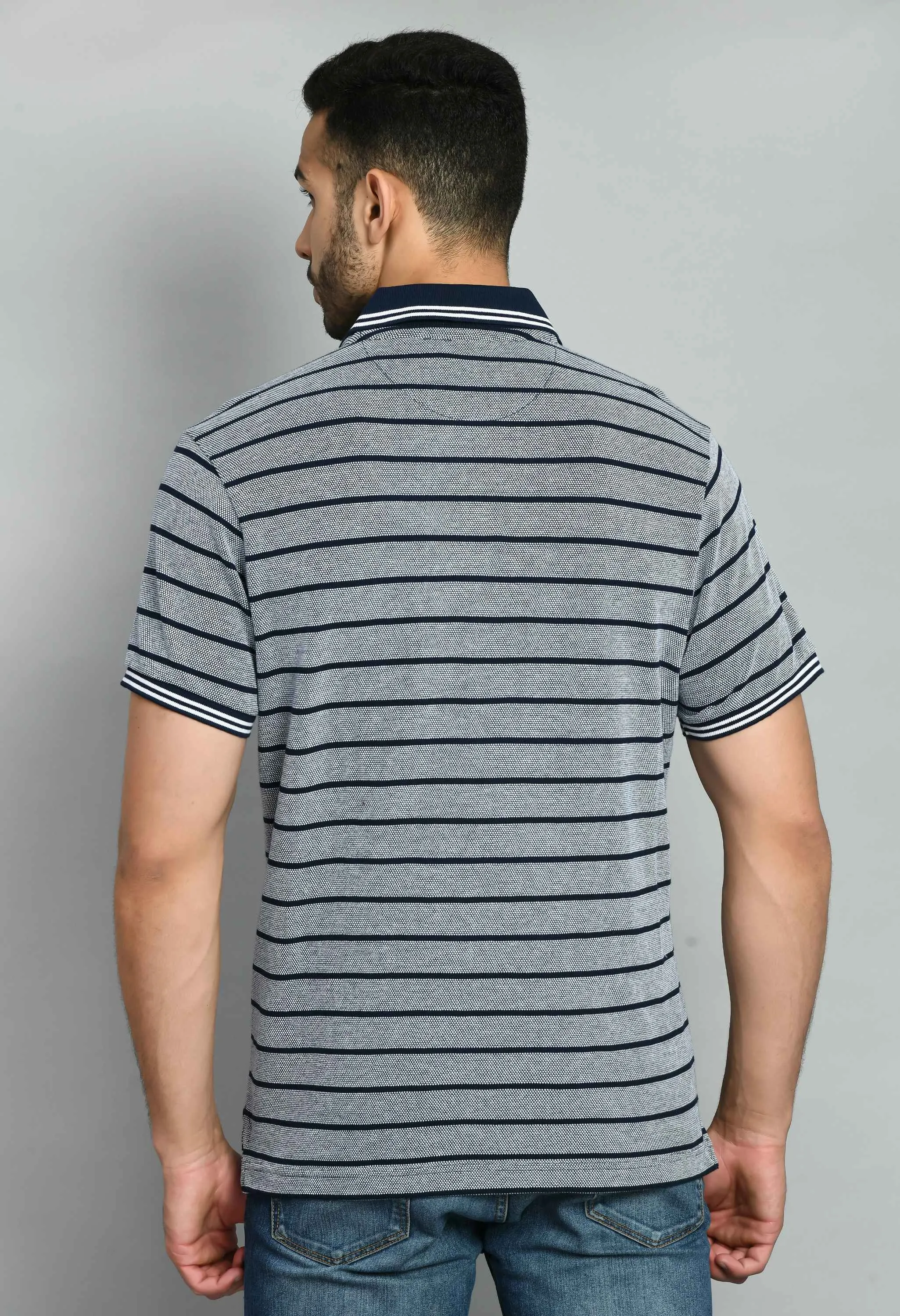 Men's Striped Navy Polo Tees