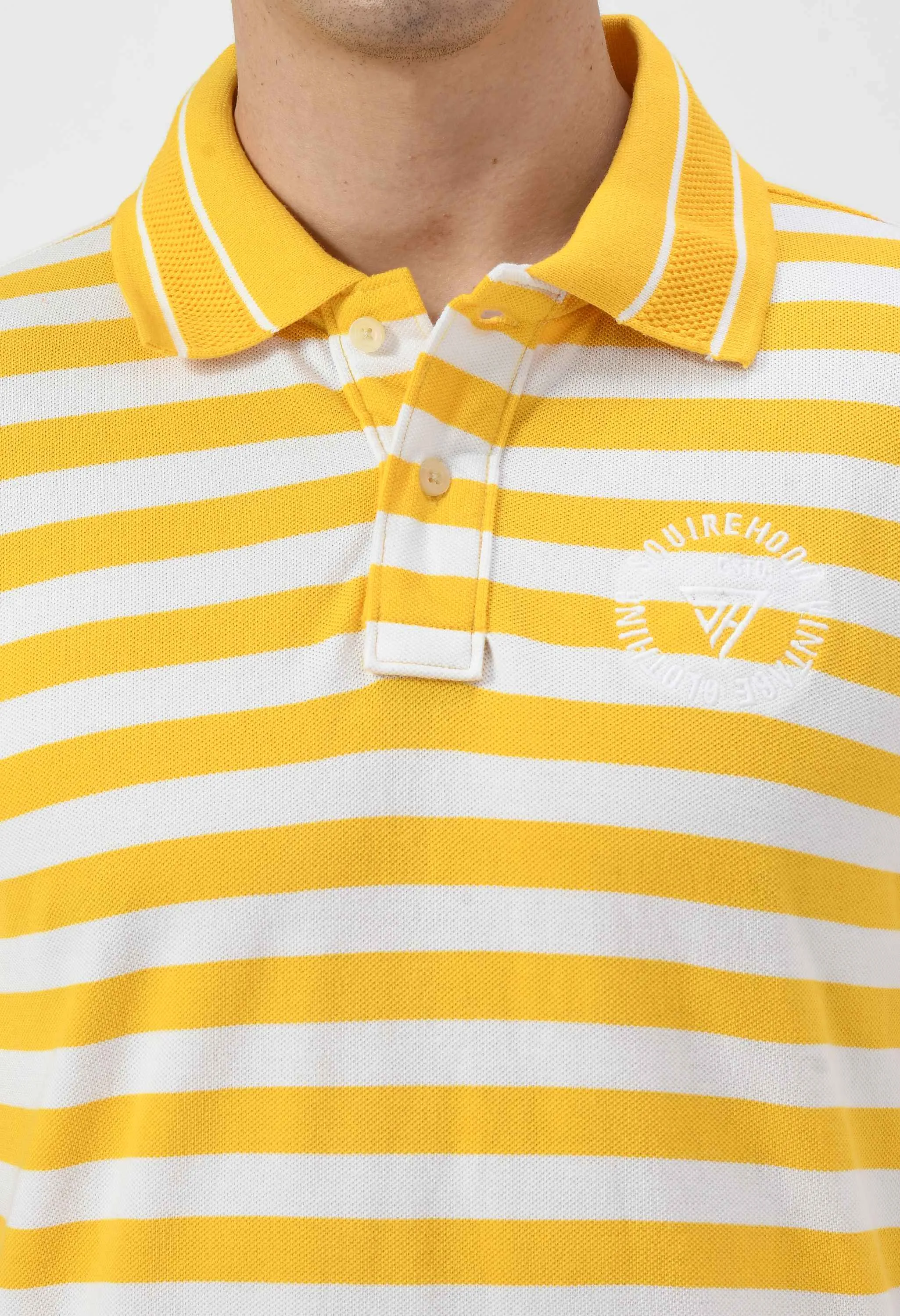 Men's Striped Yellow White Polo T-Shirt