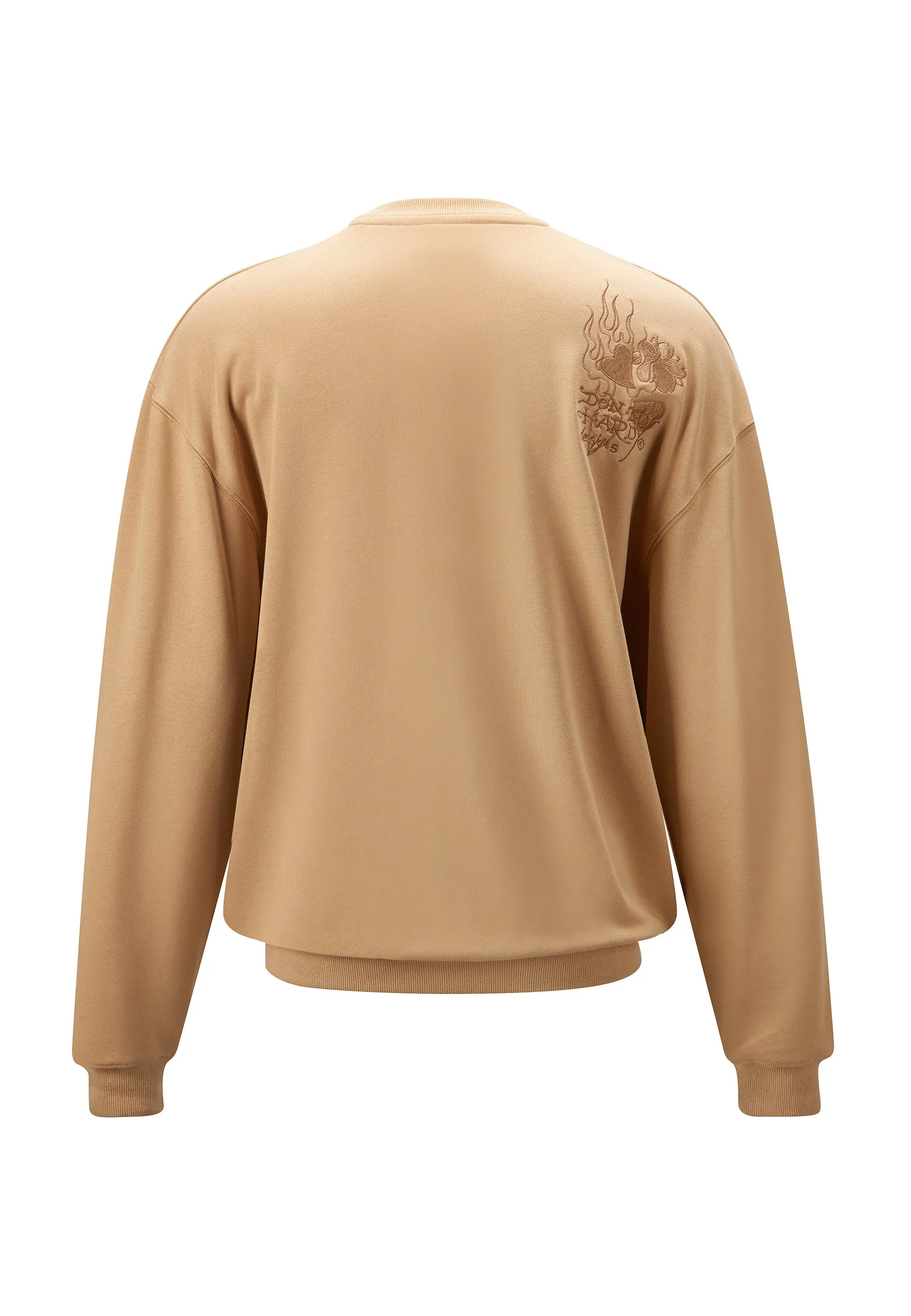 Mens Vintage-Drag-Logo Crew Neck Jumper - Beige