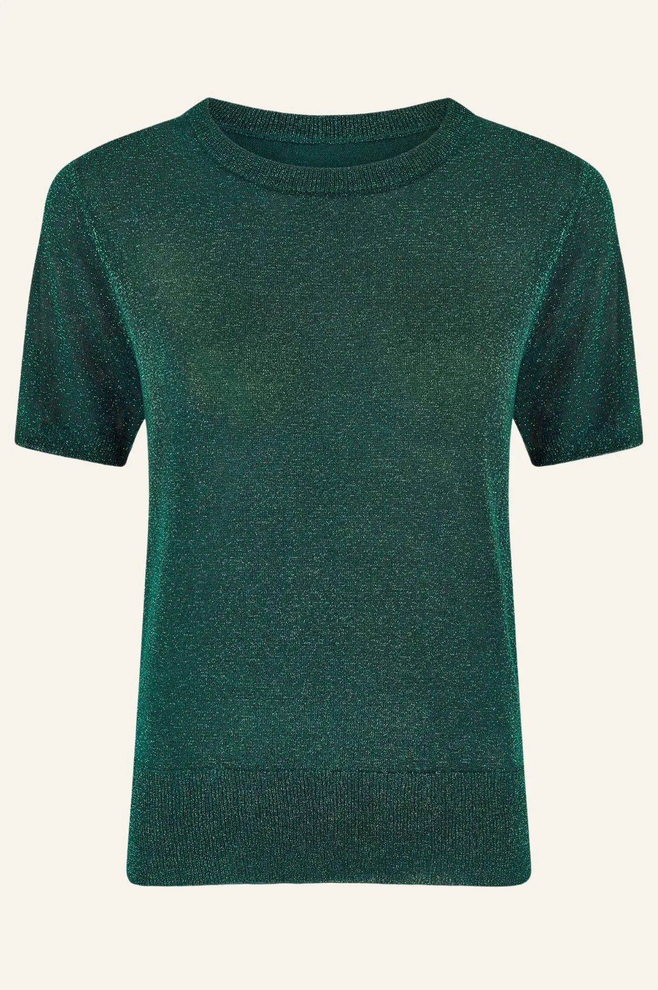 Metallic Knit T-Shirt | Emerald/Green