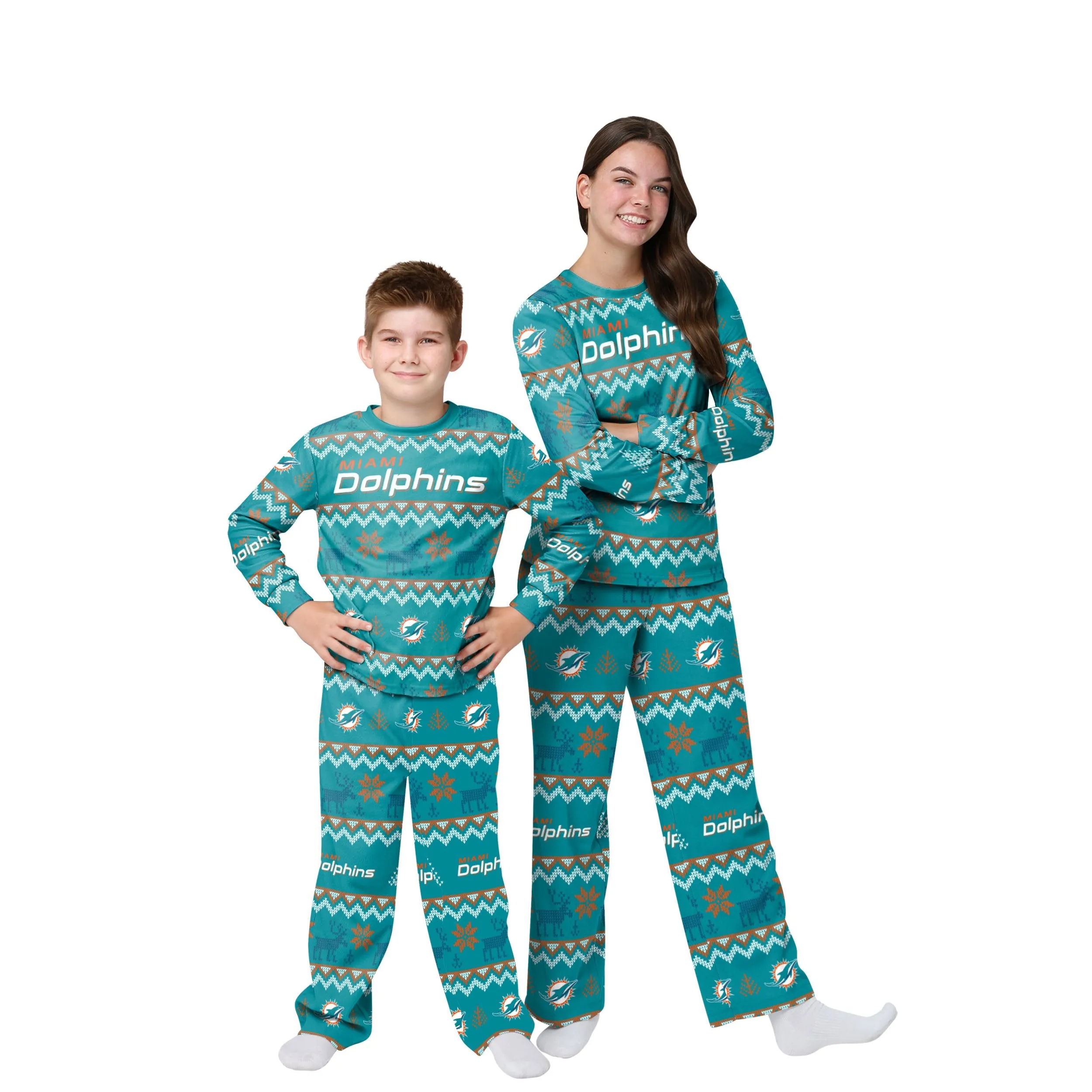 Miami Dolphins NFL Ugly Pattern Family Holiday Pajamas