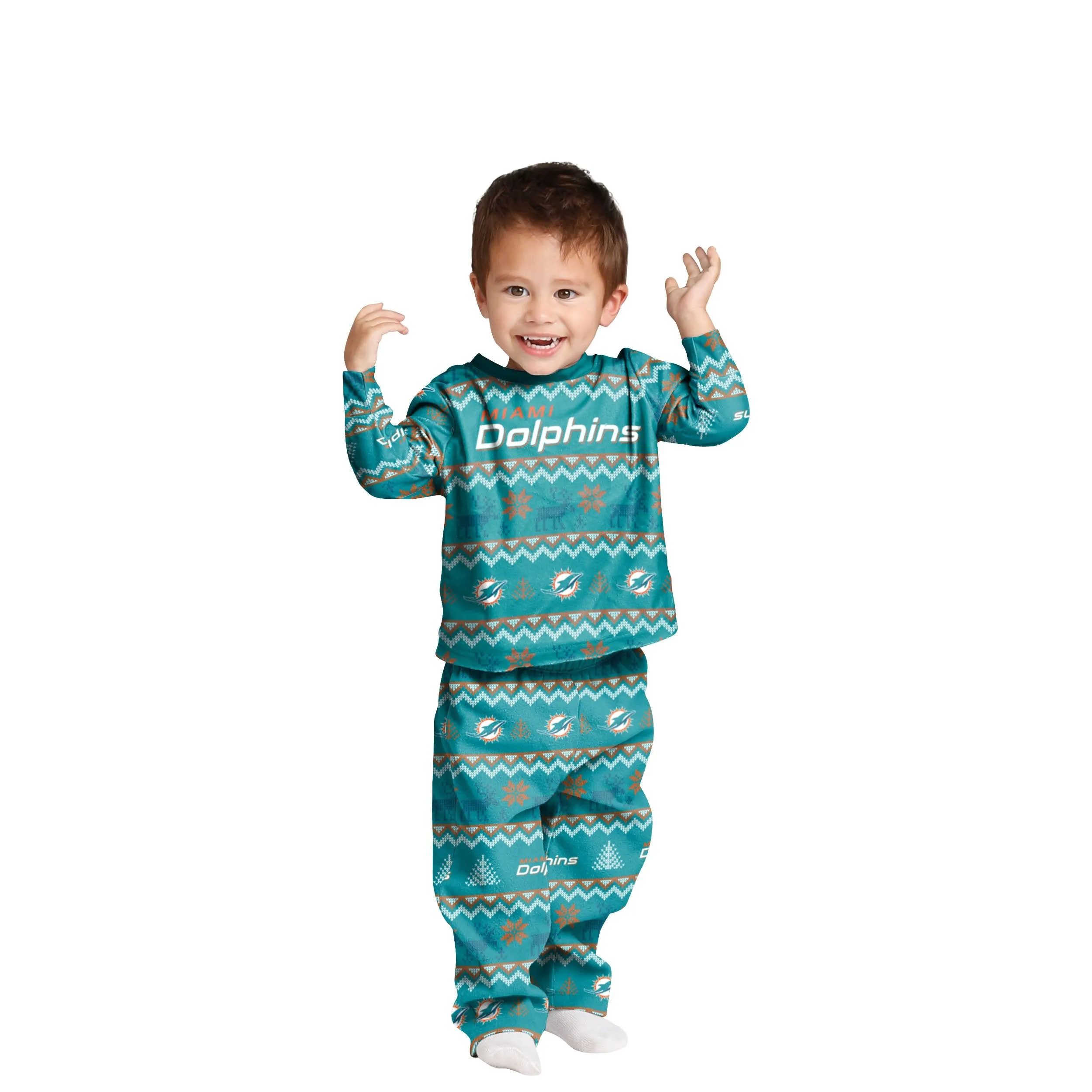 Miami Dolphins NFL Ugly Pattern Family Holiday Pajamas