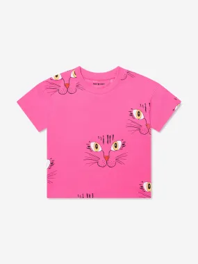 Mini Rodini Girls Cat Face T-Shirt in Pink