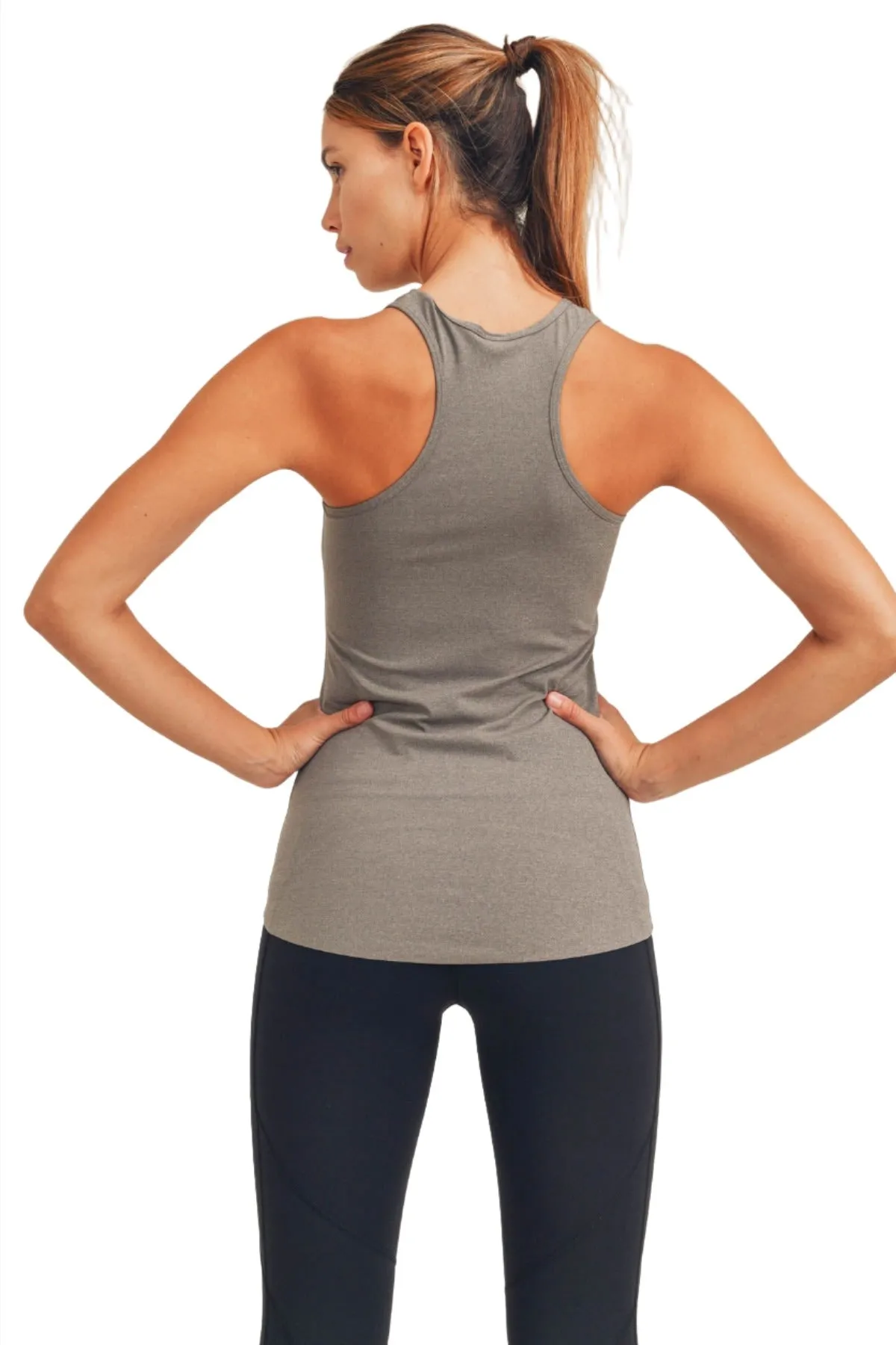 Mono B Marled Raw Hem Tank Top AT-A066