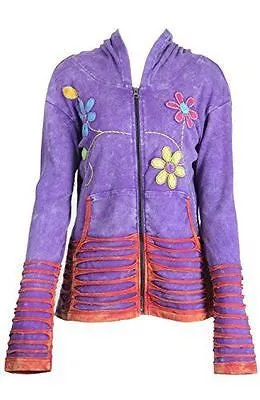 Multicolore Floral  Embroidery Cotton Cardigan