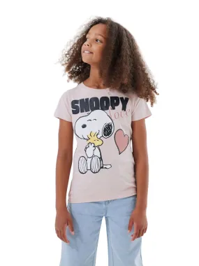 name it maglietta manica corta da ragazza con stampa Snoopy 13226499 rosa seppia