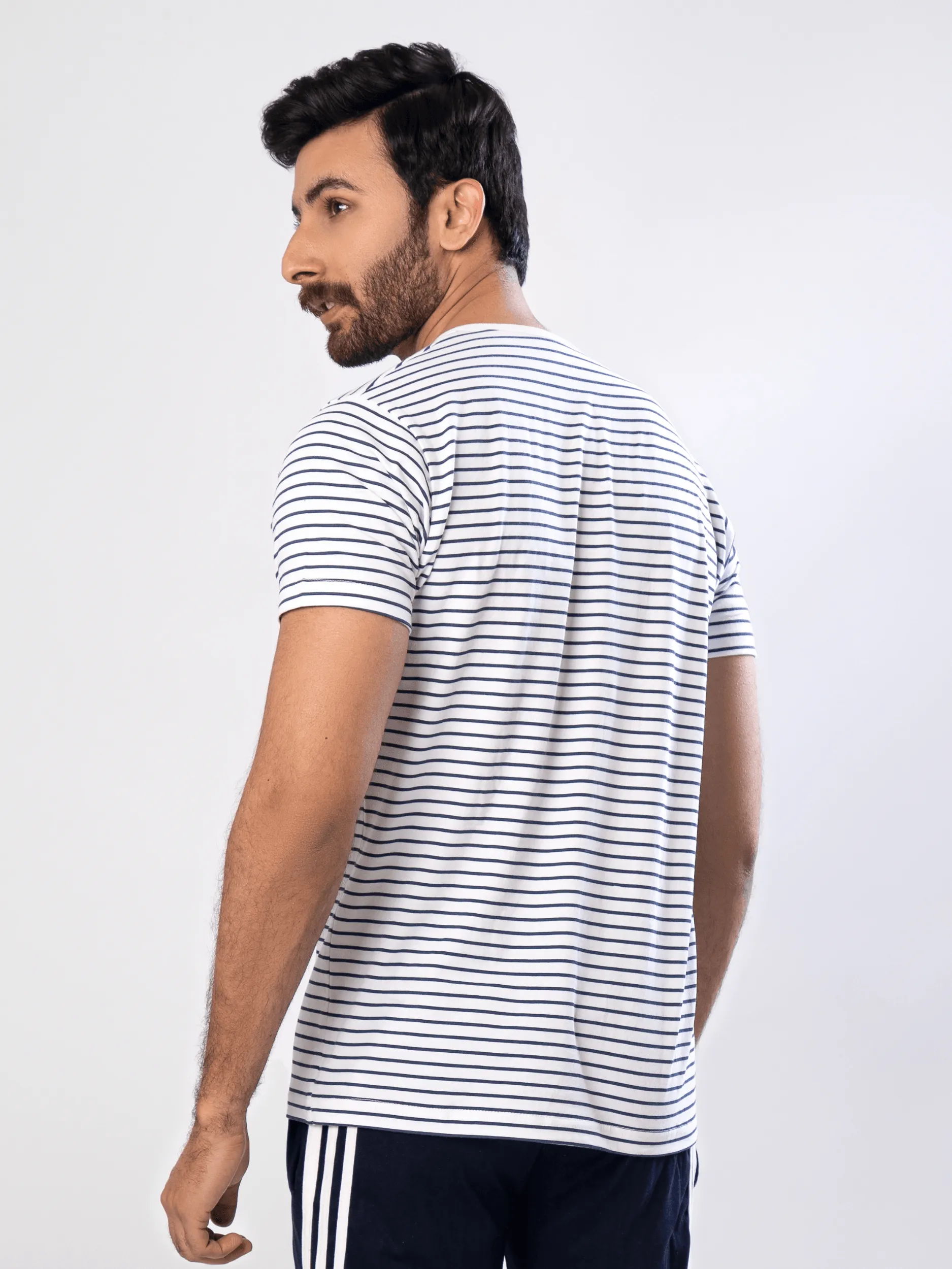 Navy Narrow Stripes Short Sleeve T-Shirt