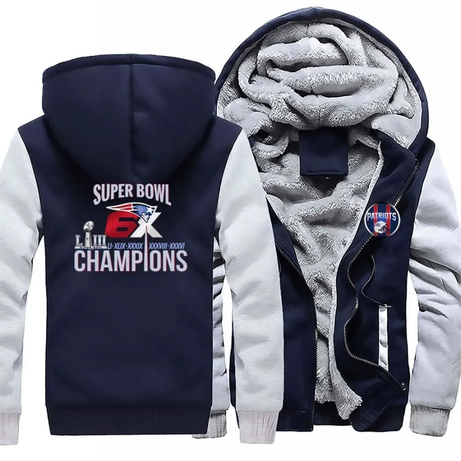 New england patriots Fan Jacket| Nfl patriots 6X Super Bowl Fan champions Jacket Fleece Pullover