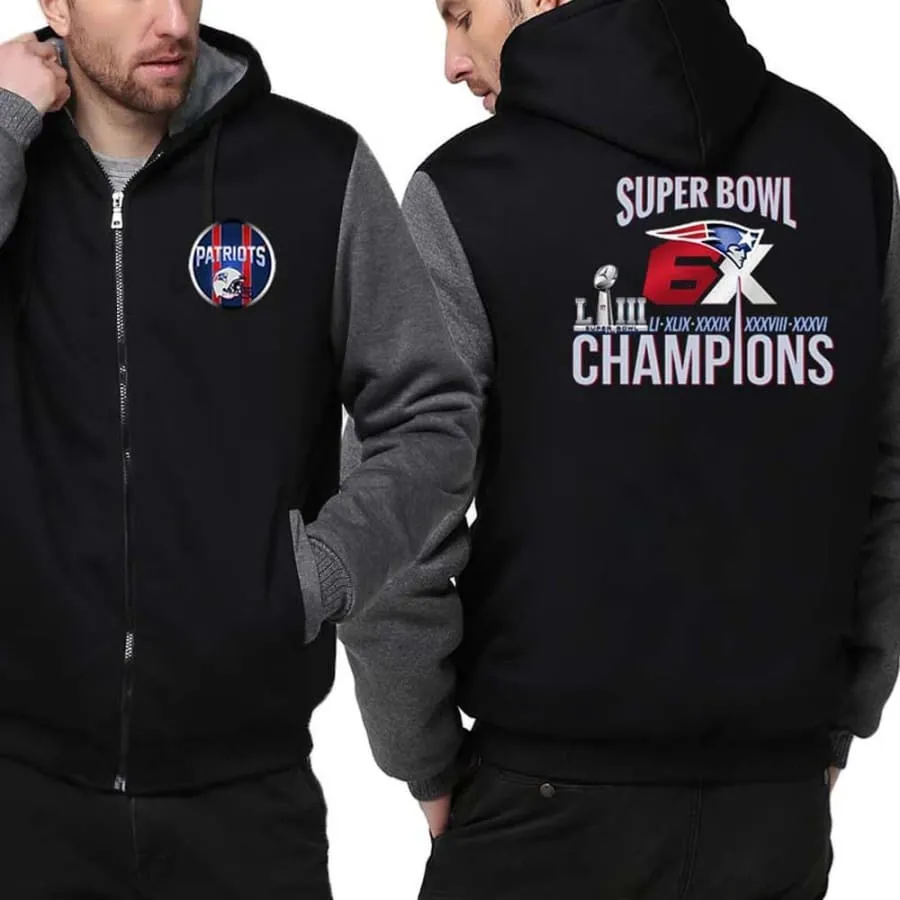 New england patriots Fan Jacket| Nfl patriots 6X Super Bowl Fan champions Jacket Fleece Pullover