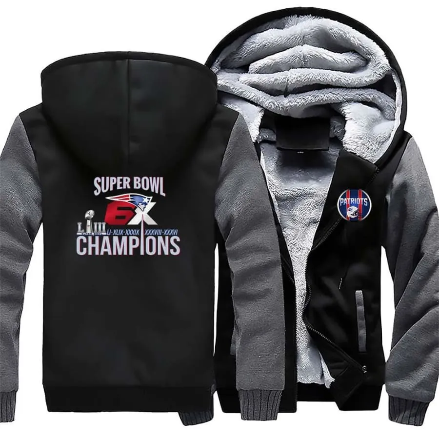 New england patriots Fan Jacket| Nfl patriots 6X Super Bowl Fan champions Jacket Fleece Pullover