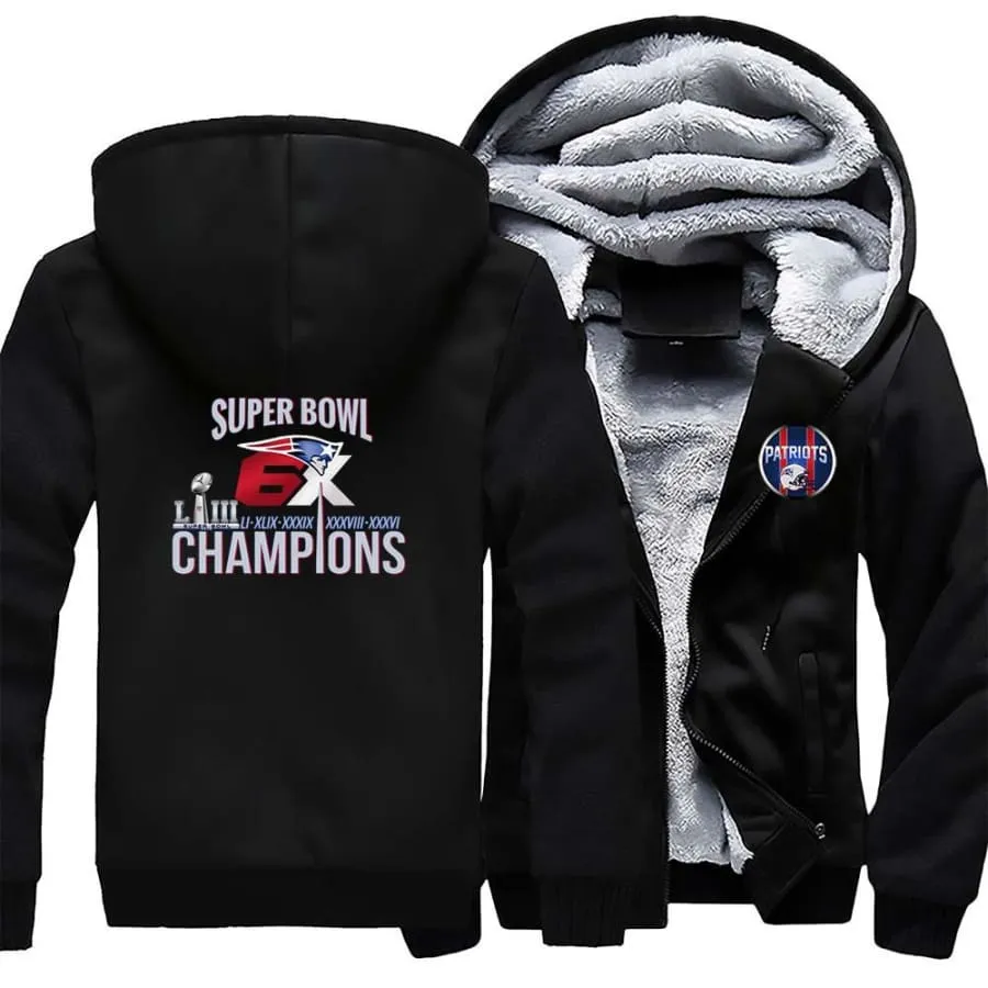 New england patriots Fan Jacket| Nfl patriots 6X Super Bowl Fan champions Jacket Fleece Pullover