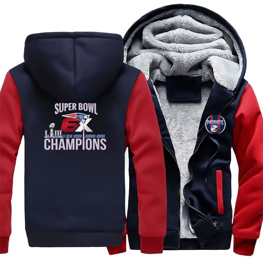 New england patriots Fan Jacket| Nfl patriots 6X Super Bowl Fan champions Jacket Fleece Pullover