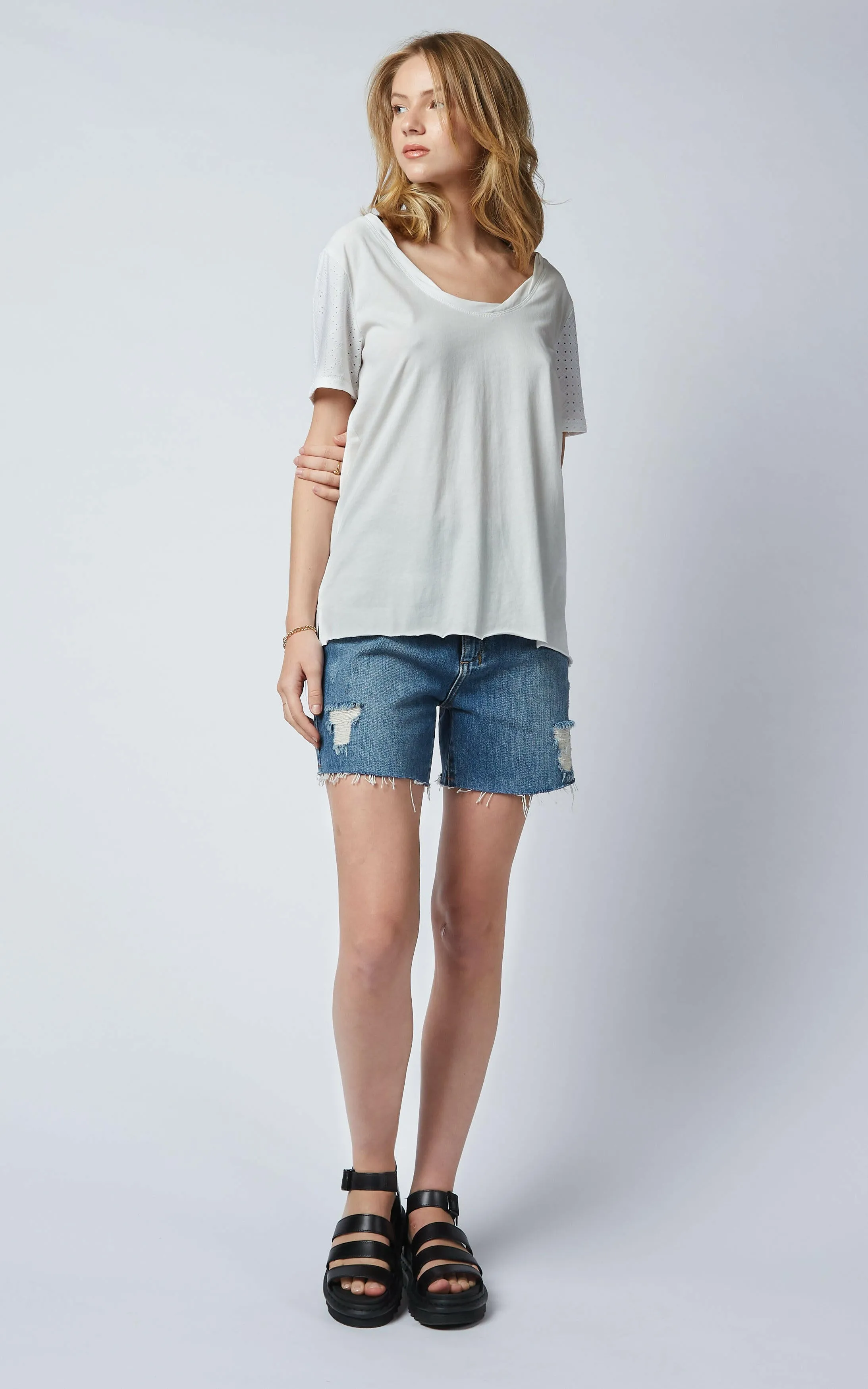 Nova White Broderie Loose Tee