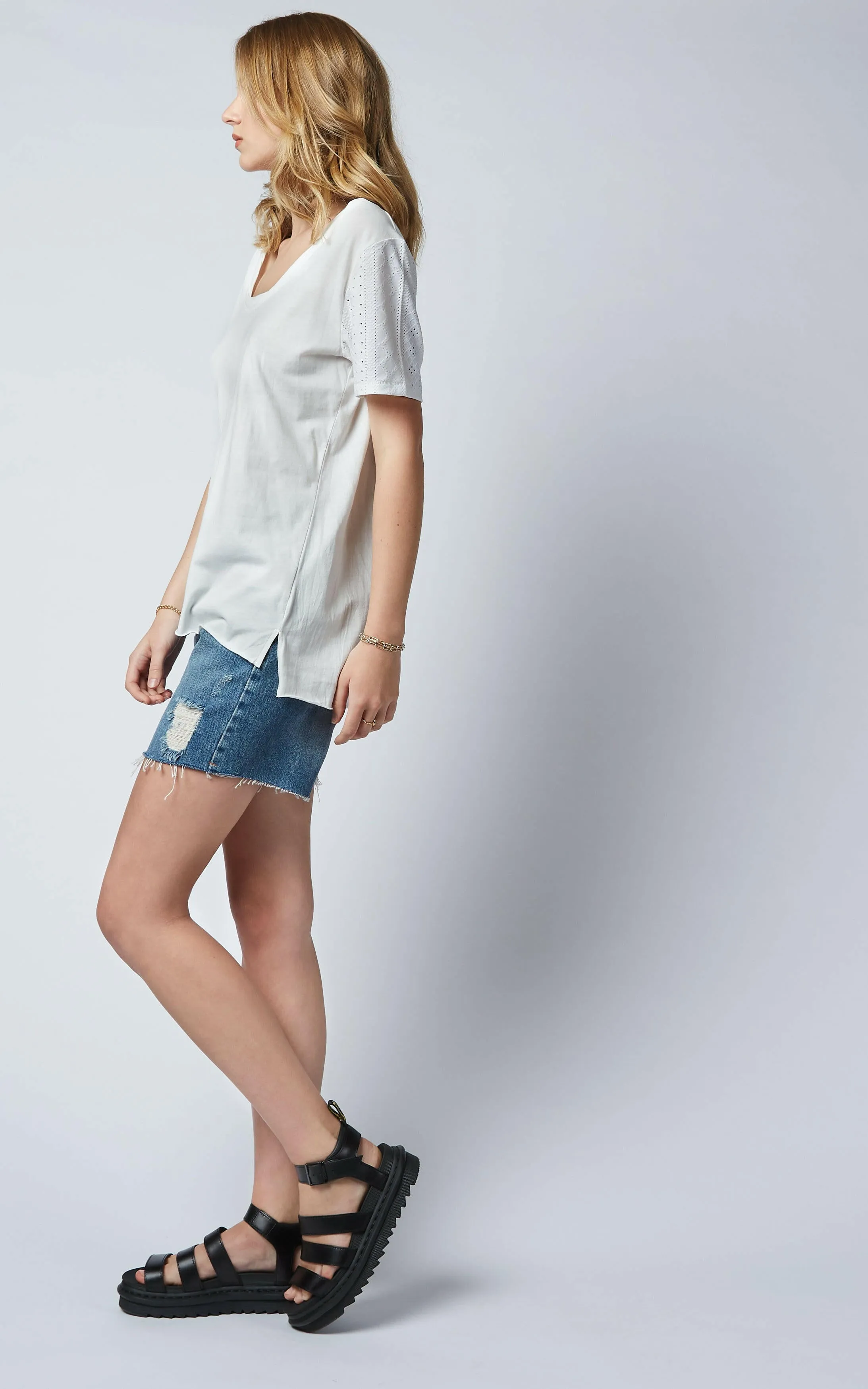 Nova White Broderie Loose Tee