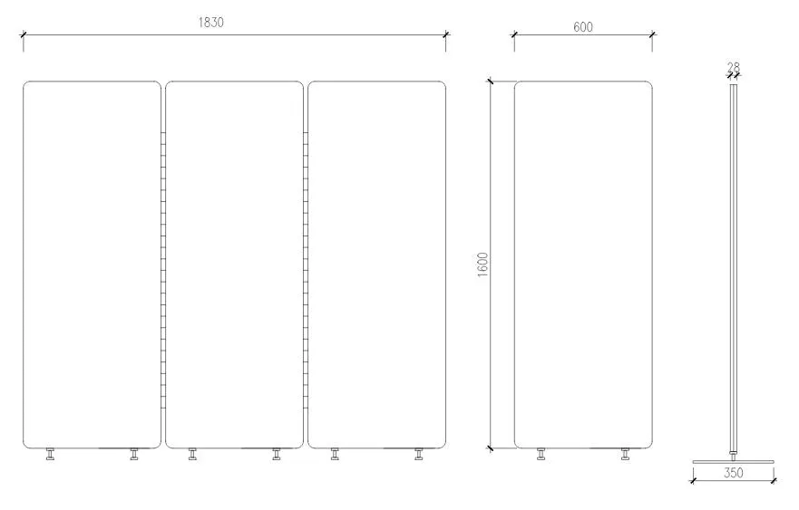 Nufurn Zipp 3 Panel Acoustic Partition