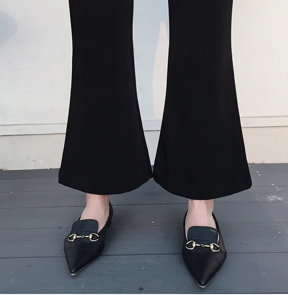 Olinda Black Flared High Waist Trousers