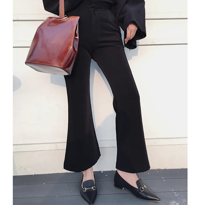 Olinda Black Flared High Waist Trousers