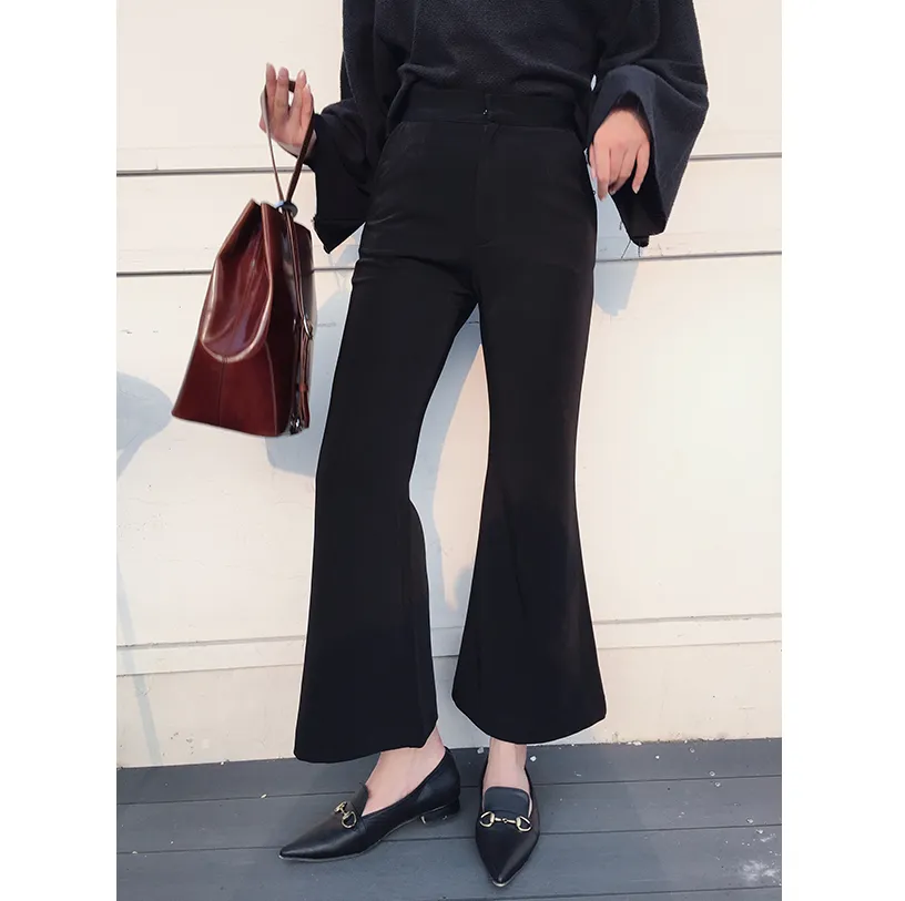 Olinda Black Flared High Waist Trousers