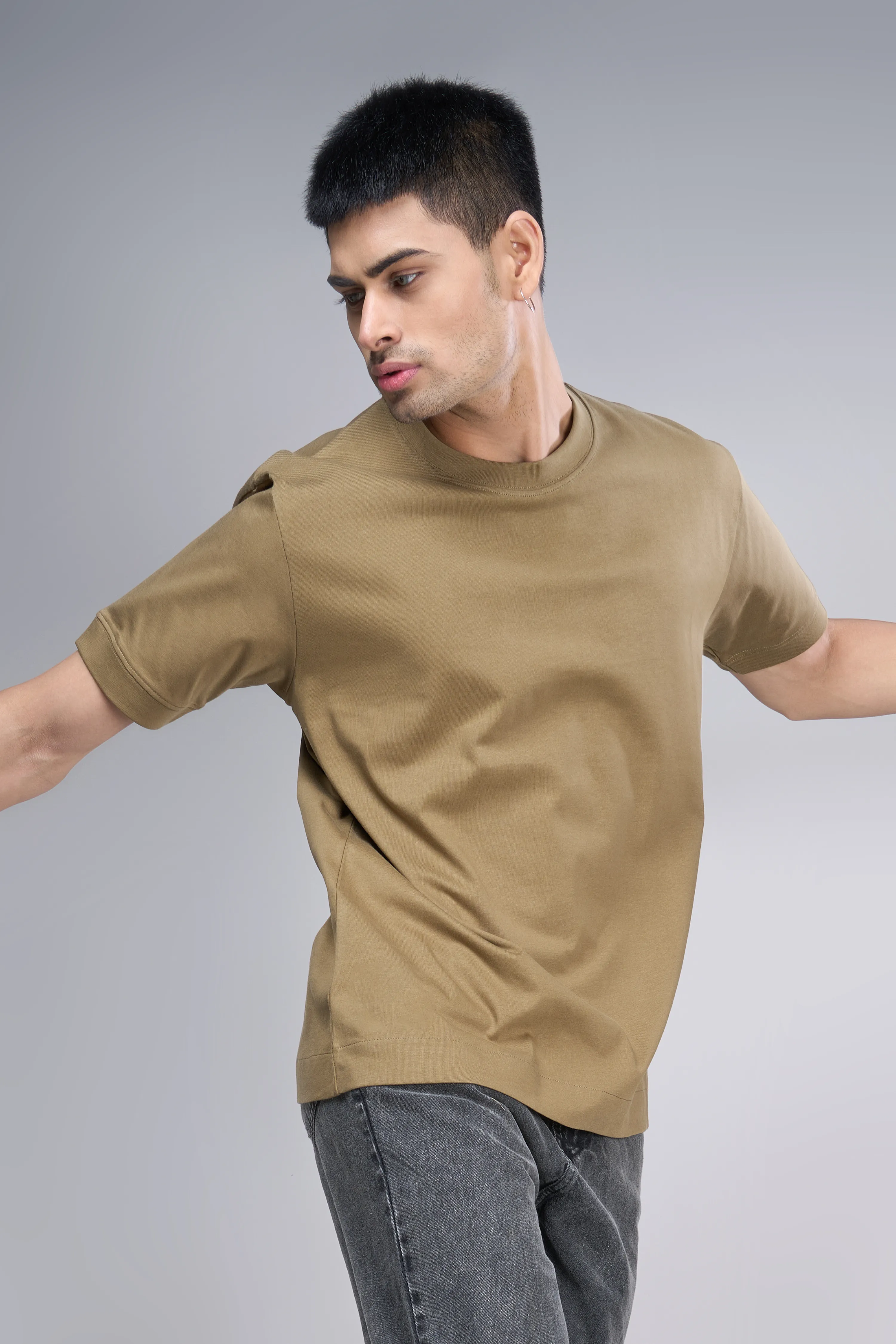 Olive - Oversized drop shoulder