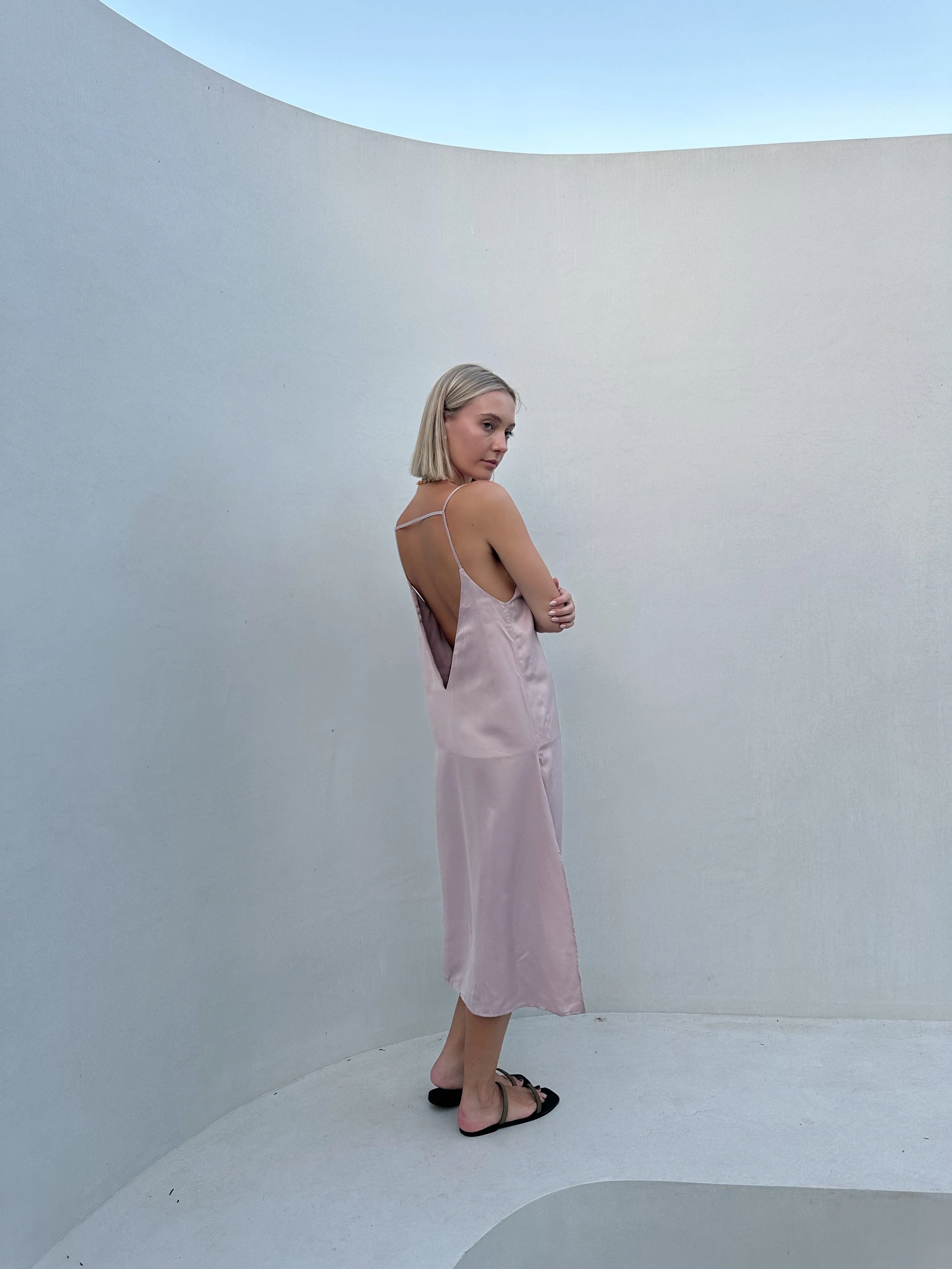 Omalia Silky Slip Dress -Dusty Pink