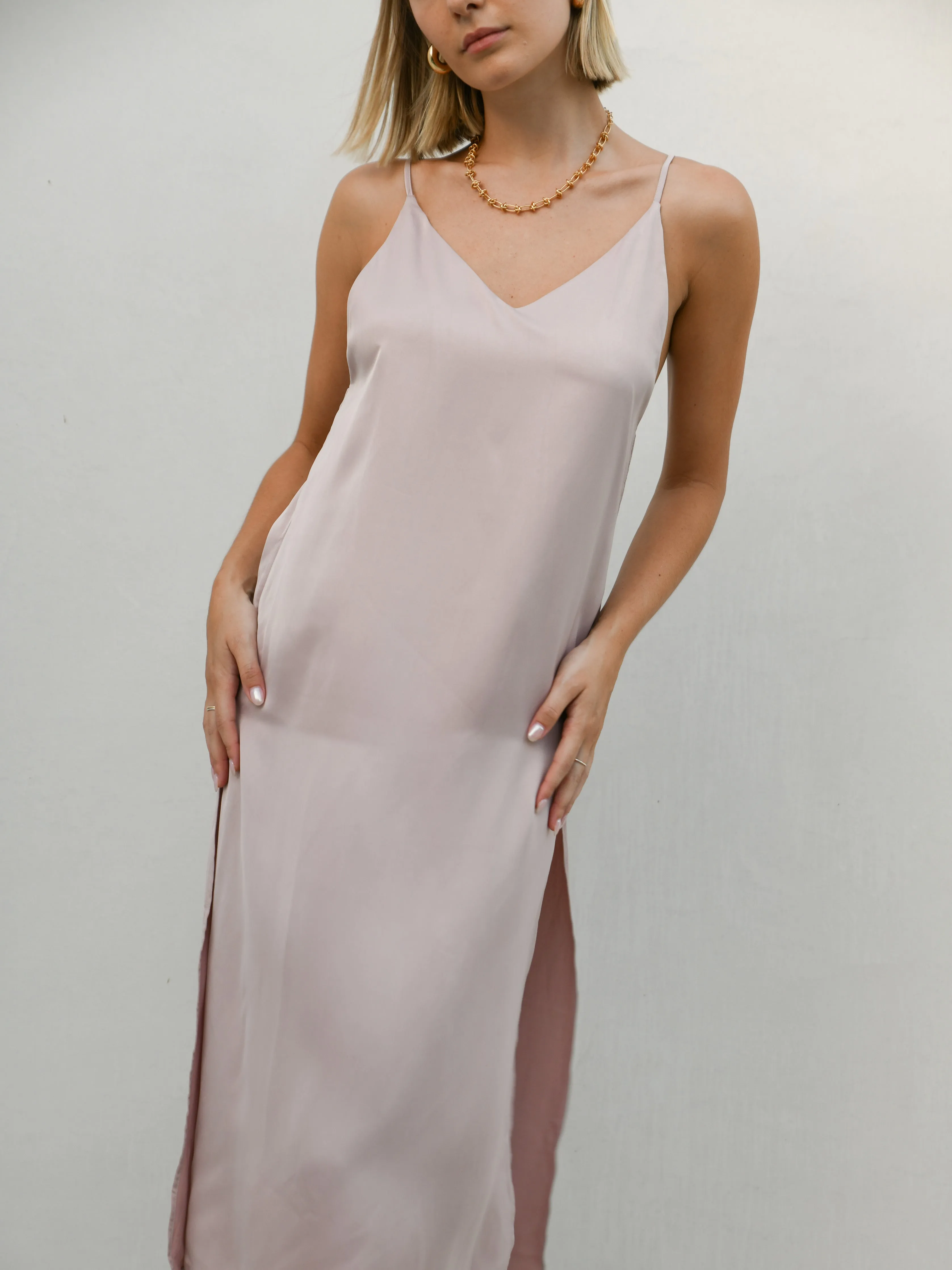 Omalia Silky Slip Dress -Dusty Pink