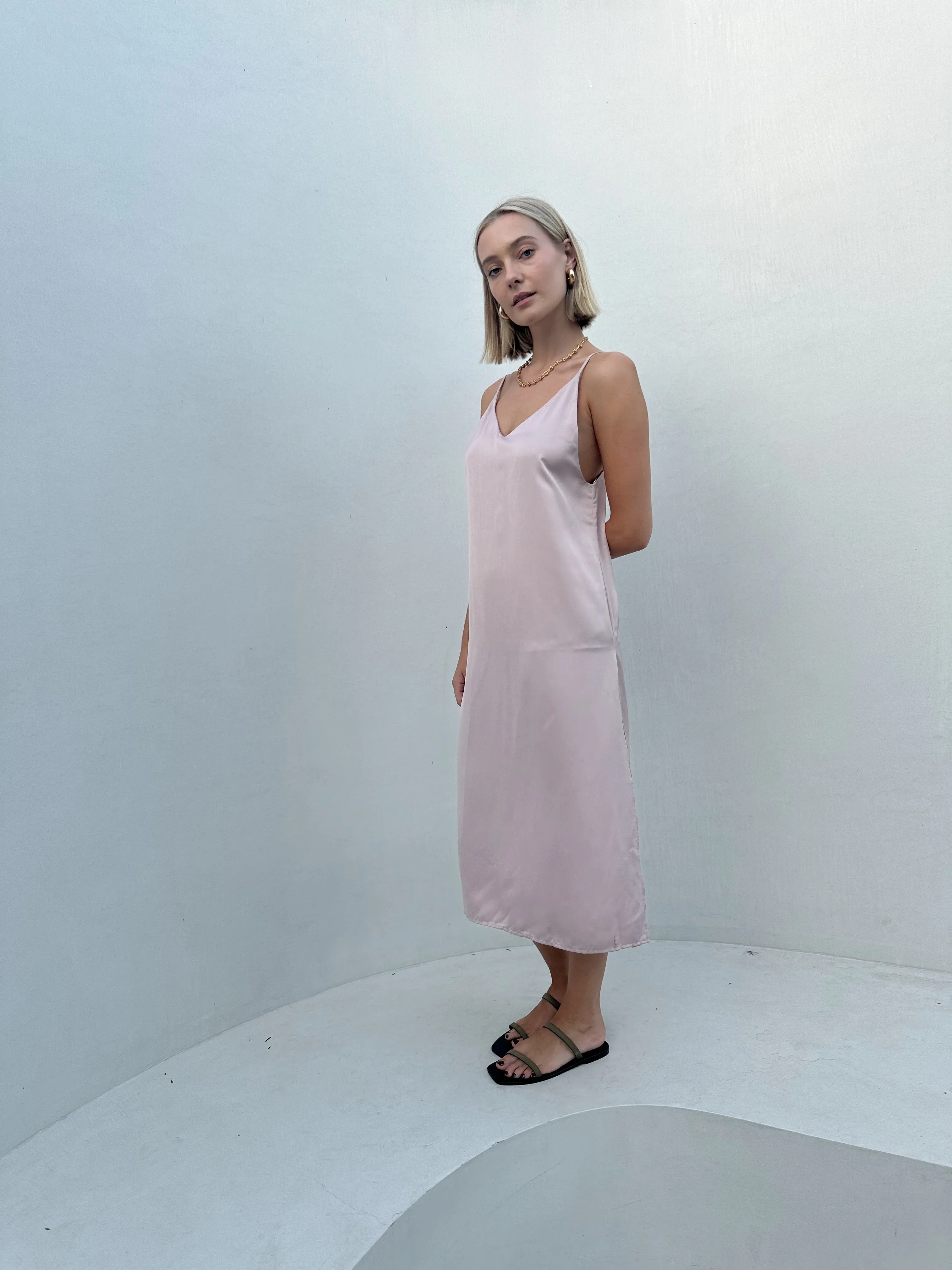 Omalia Silky Slip Dress -Dusty Pink