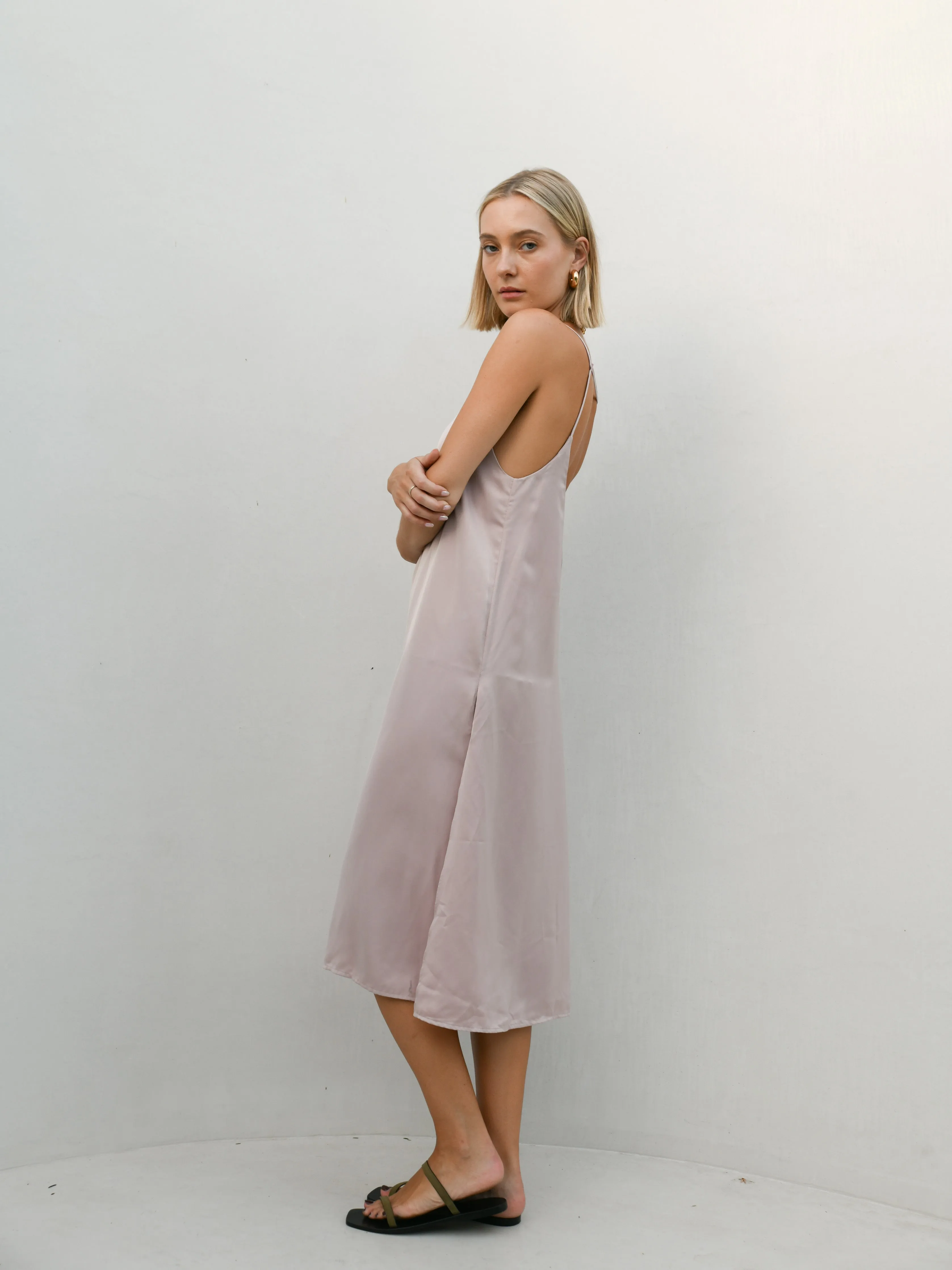 Omalia Silky Slip Dress -Dusty Pink