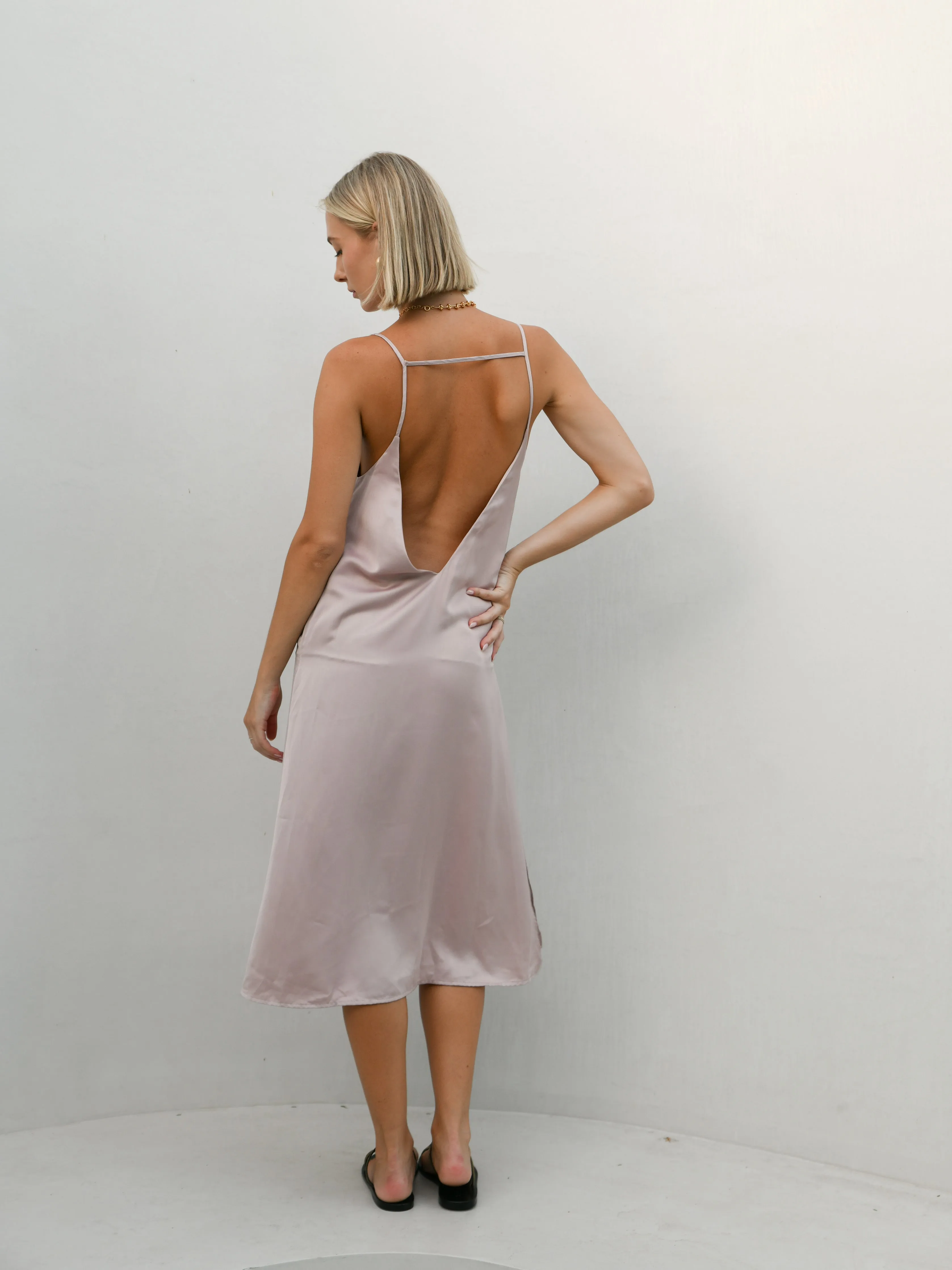 Omalia Silky Slip Dress -Dusty Pink