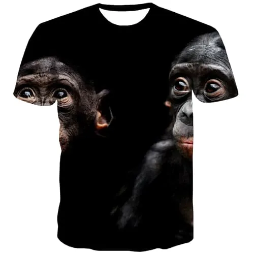 Orangutan T-shirt Men Monkey Tshirts Casual Animal Tshirts Novelty Black T-shirts Graphic