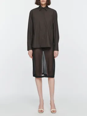 Oversized Covered Placket Shirt in Chocolate Brown