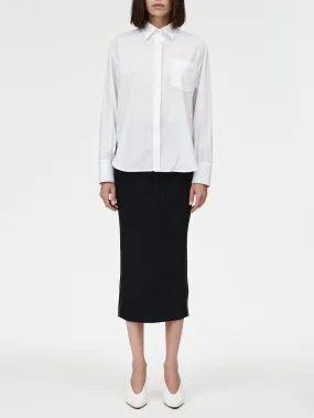 Oversized Covered Placket Shirt in White Voile