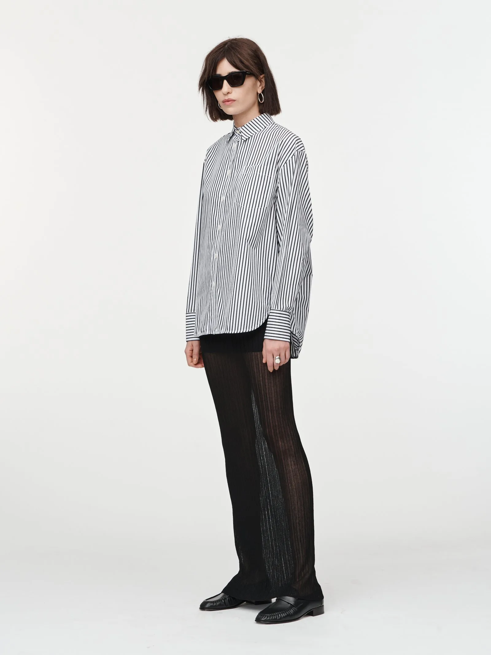 Oversized Shirt in Black x White Stripe