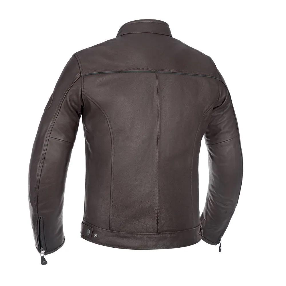 Oxford Walton Men's Motorcycle Cow Leather Jacket Brown