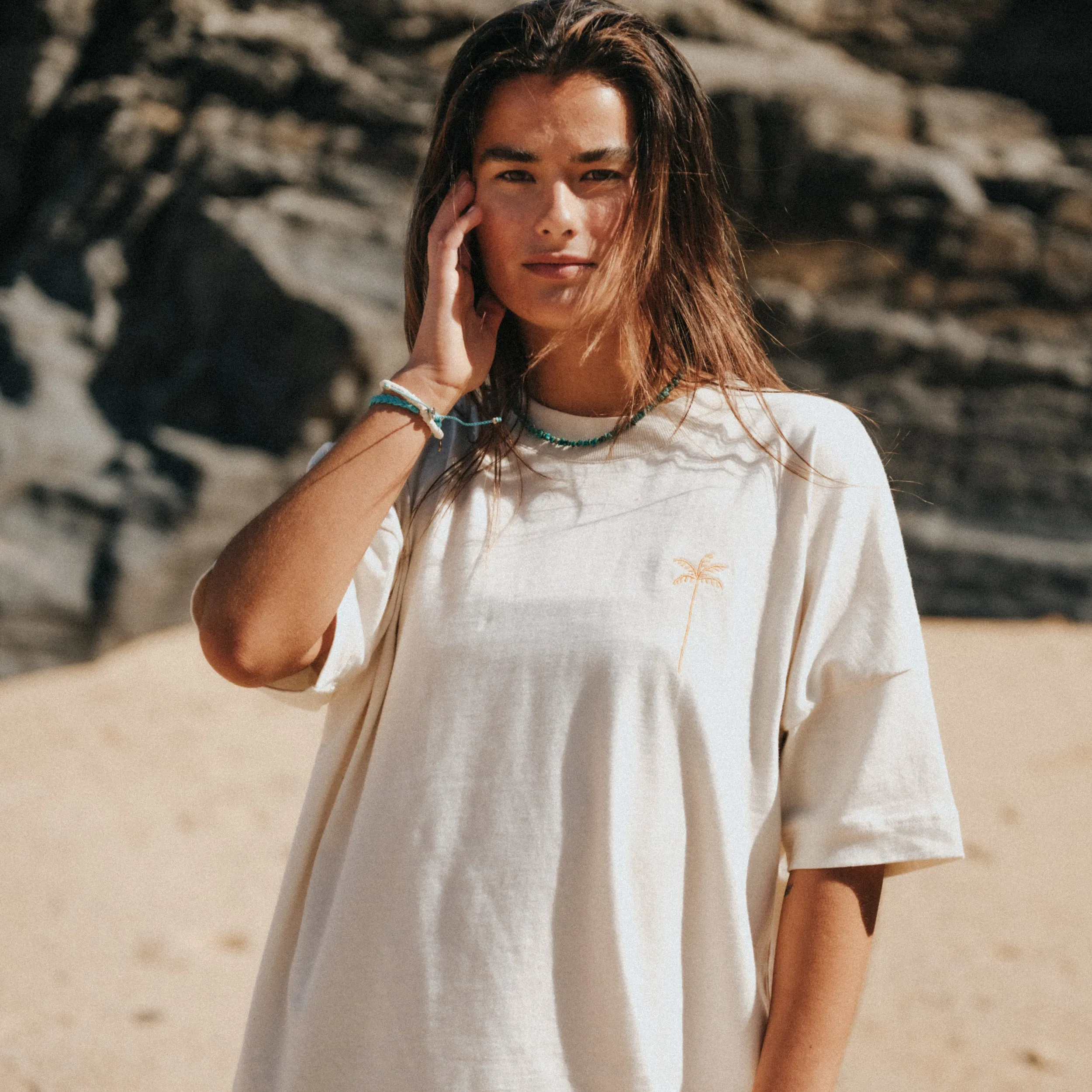 Palm Tree Embroidered T-Shirt