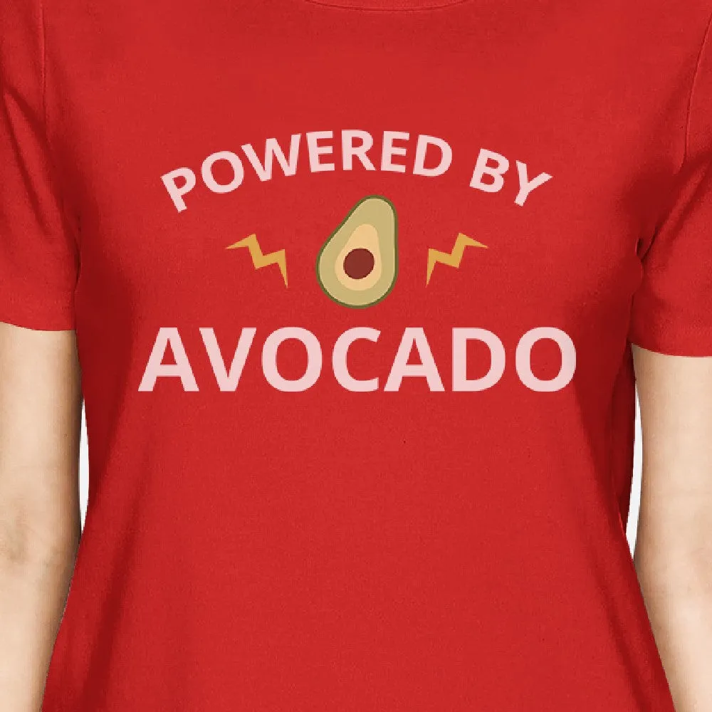 Powered By Avocado Red Graphic T Shirt For Women Unique Gift Ideas