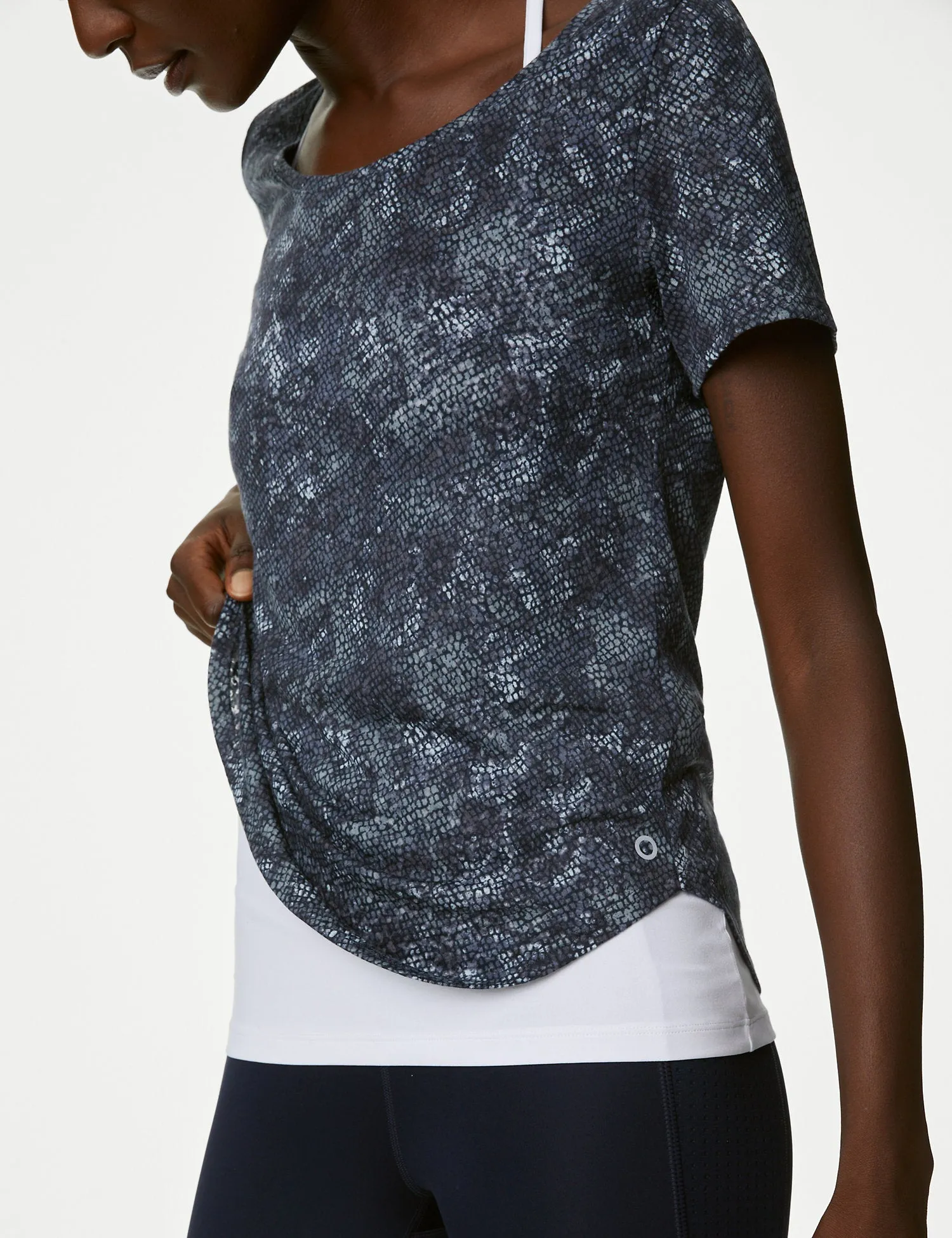 Printed Scoop Neck 2-in-1 T-Shirt