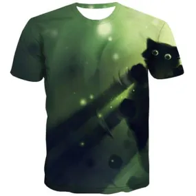 Psychedelic T shirts Men Abstract Tshirts Casual Galaxy T shirts Funny Green T-shirts 3d Harajuku Tshirts Novelty Short Sleeve