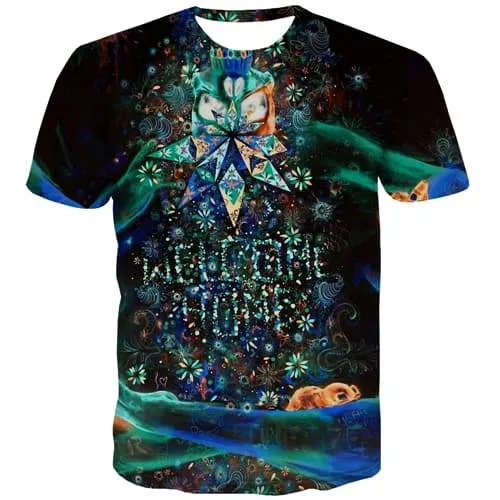 Psychedelic T shirts Men Animal T-shirts 3d Abstract T shirts Funny Letter Tshirt Printed Colorful Tshirts Casual Short Sleeve